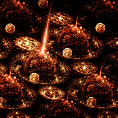 Gold fractal meteorites, digital artwork for creative graphic design © Keila Neokow