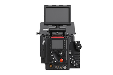 Camera video digital professional, back view. 3D rendering