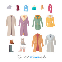 Women s Winter Look Vector Concept in Flat Design