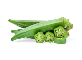 fresh okra isolated on white background