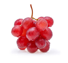 red grapes with water drops isolated on white background.