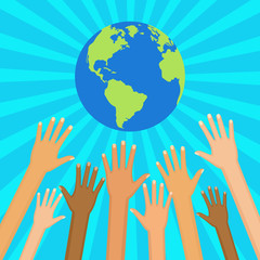 Save world vector illustration.  Ecological and humanitarian con