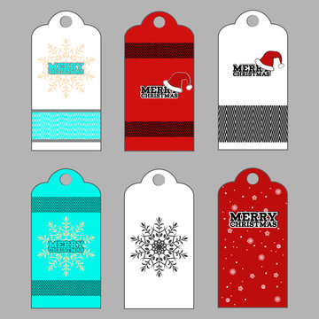 Christmas tags set, gift labels.