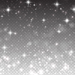 Vector illustration with falling stars, isolated on transparent background - 129685980