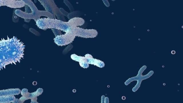 3D rendered Animation of floating Chromosomes.