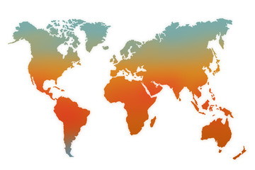Illustration of world thermo map - Mapping of superficial climate areas - Variations of temperature