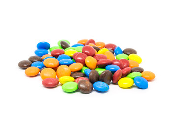 Closeup beautiful colors of candy isolated on white background.