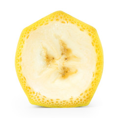 Banana slice isolated on white background. With clipping path.