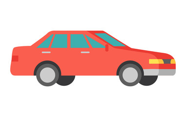Obraz na płótnie Canvas Vector Red Car Isolated on White. Car Icon Symbol.