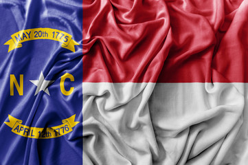 Ruffled waving United States North Carolina flag