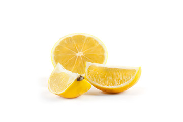 Ripe fresh lemon isolated on white background