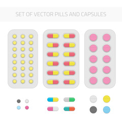 Set of vector pills and capsules.