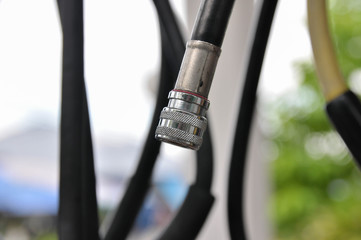 Naklejka premium Selective focus on joint of the regulator, SCUBA diving equipment