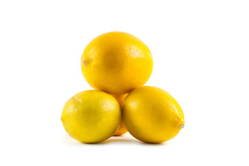 Ripe fresh lemon isolated on white background