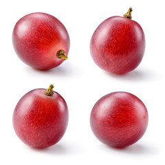 Ripe red grape isolated on white. Collection. Full depth of fiel - obrazy, fototapety, plakaty