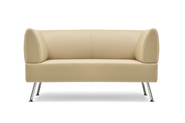 Beige leather sofa front view