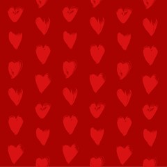 Fototapeta na wymiar Seamless red pattern from red textured heart shapes smears