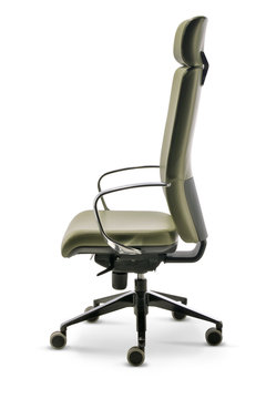 Office executive chair in green leather side view