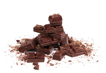 chocolate chopped isolated on white