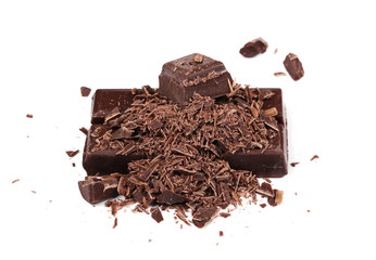 chocolate chopped isolated on white