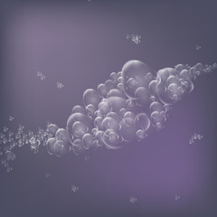 Soap bubbles. Сartoon soaps bubbles. Transparent Soap bubbles. Soap bubbles 3D. Purple pink background 