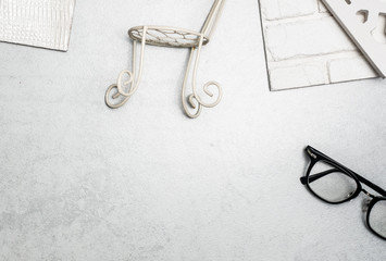 Fototapeta premium Samples of material on white background. interior design select material for idea.