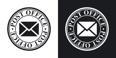 Vector postal stamp icon. Two-tone version on black and white background