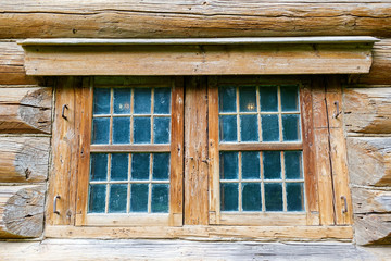 Windows in the old wooden house