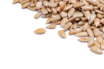 sunflower seeds on white background