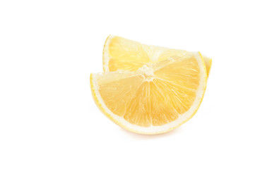 detail of lemon. Fresh lemon slices on white background