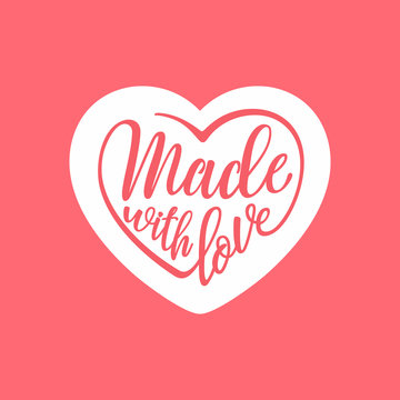 Made with love. Handwritten stylized heart. Vector illustration