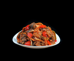 Salad of vegetables. Aubergine and red pepper 