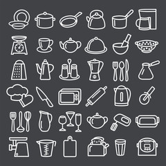 Set of kitchenware line icons