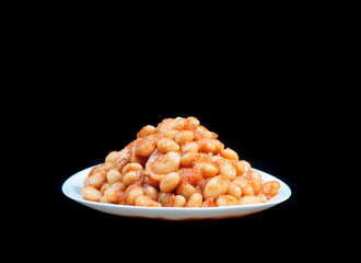 White bean salad. Isolated on black background