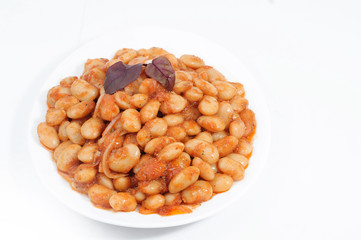 salad with beans, food closeup on white background