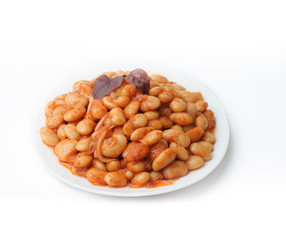 White bean salad. Isolated on white background