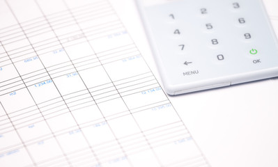 financial report and calculator