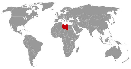 Fototapeta na wymiar Libyen auf der Weltkarte
