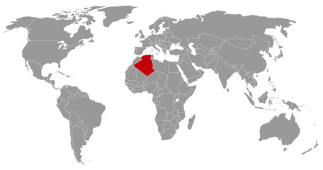 Fototapeta na wymiar Algerien auf der Weltkarte