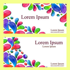Sample business card, invitation, flyer or advertising blotter with bright teardrop-shaped arches.