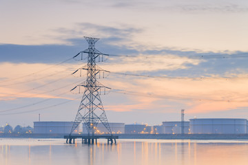 High voltage pole and stroge tank