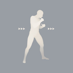 Boxer. 3D Model of Man. Human Body. Sport Symbol.