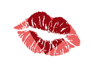 Lippen mit Herz aus Lippenstift - Vektor