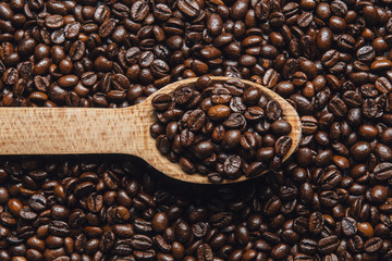 Coffee Beans in wooden spoon