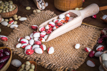 Fototapeta na wymiar beans on a wooden table