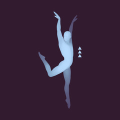 Man is Posing and Dancing. Silhouette of a Dancer. Sport Symbol.