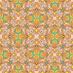 Seamless vintage pattern in beautiful colors. Vector background.