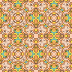 Seamless vintage pattern in beautiful colors. Vector background.