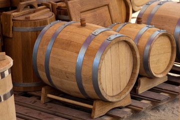 Many different barrels for storage