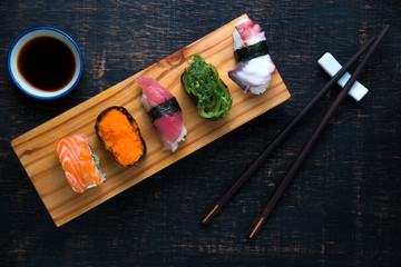 Sushi Set served on wooden